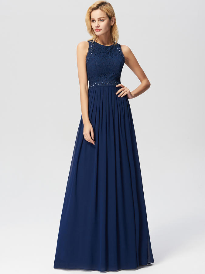 Шикарное вечернее темно-синее платье с кружевной отделкой