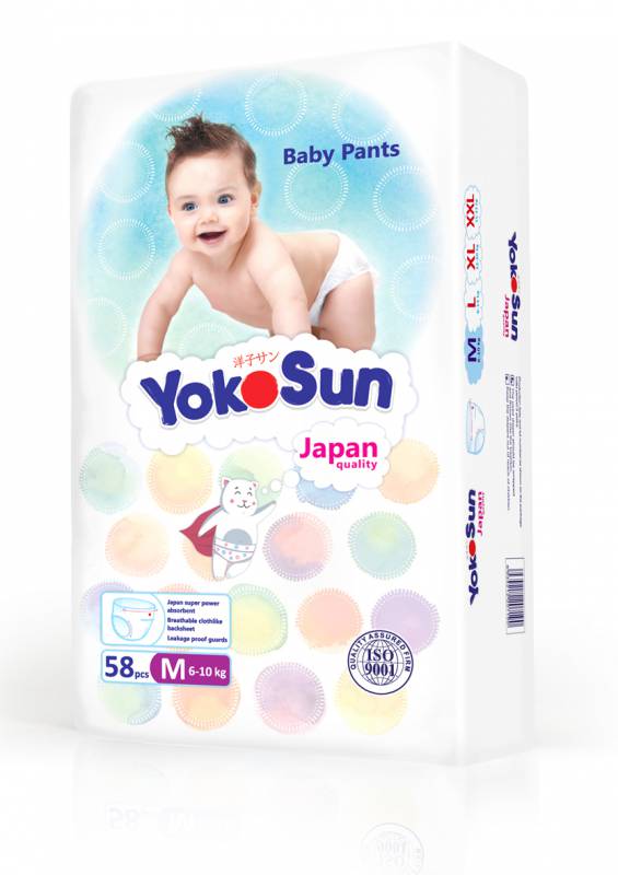 Одноразовые детские подгузники-трусики YokoSun размер М (6-10 кг), 48 шт.