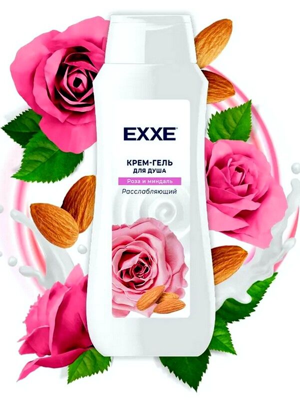 Exxe Восстанавливающий гель-крем для душа EXXЕ Роза и Миндаль Без парабенов 400мл