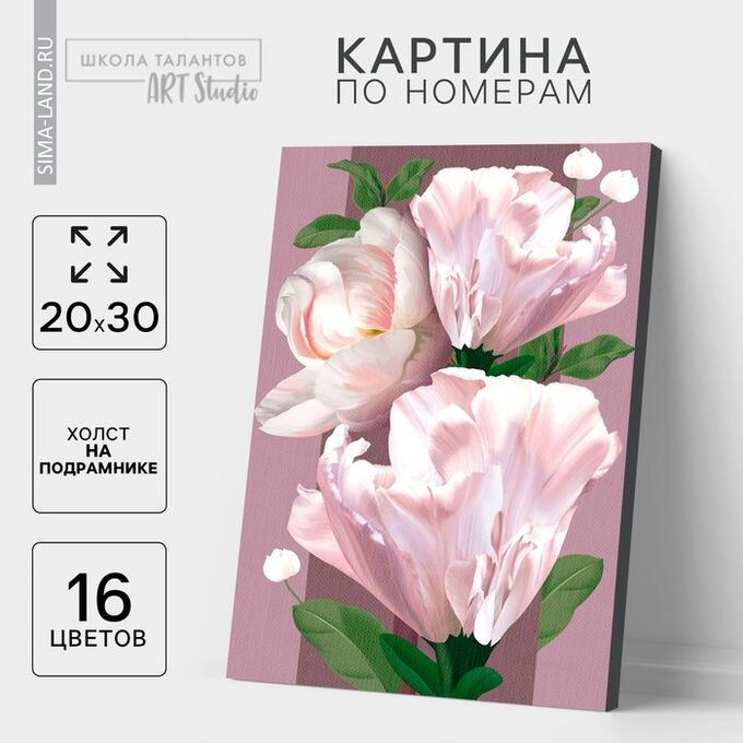 Школа талантов Картина по номерам на холсте с подрамником «Цветы для души», 20х30 см
