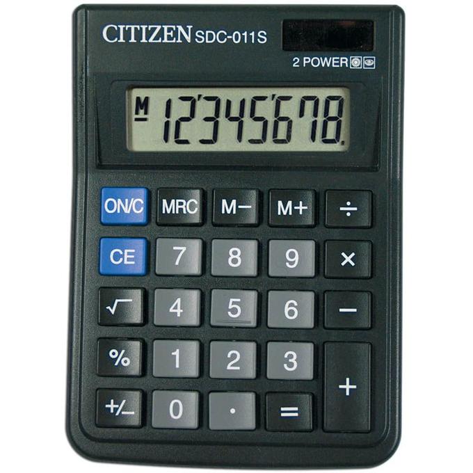 Калькулятор настольный SDC-011S 8 разрядов, двойное питание, 87*120*23 мм, черный