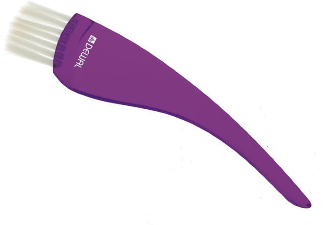 Кисть для окрашивания DEWAL, прозрачная фиолетовая, с белой прямой щетиной