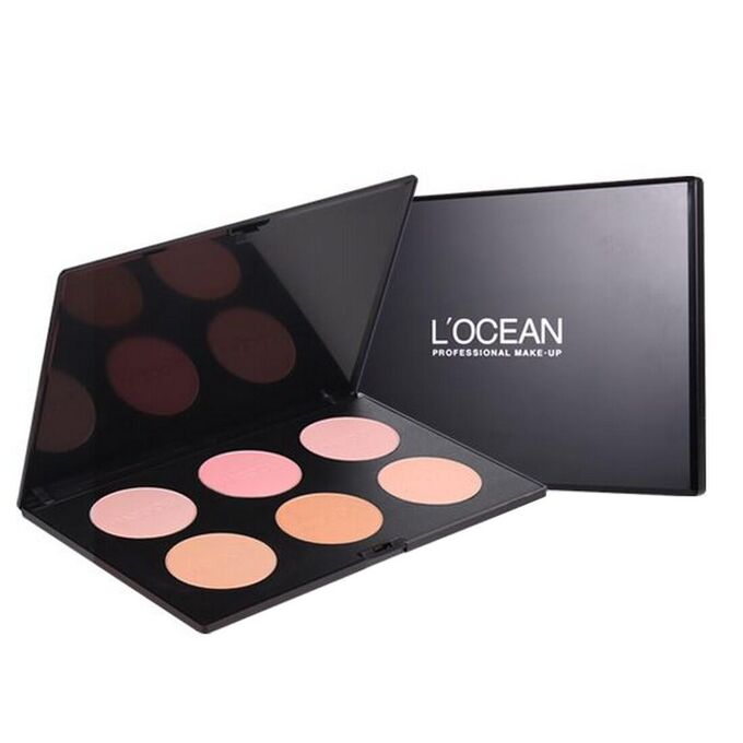 L‘OCEAN L’ocean Профессиональная палетка румян 6 оттенков Hole Blusher, 10 г x 6