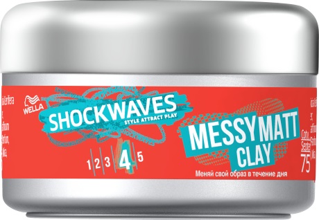 Wella Shockwaves Моделирующая глина для волос MESSY MATT CLAY 75 мл