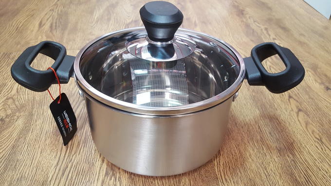 кастрюля tvs virtus 3,1 л. кастрюля из нерж стали с крышкой (стекло) bak-s-01. кастрюля vitesse "тыква" vs-2255. сотейник с двойным дном. кастрюля miessa.