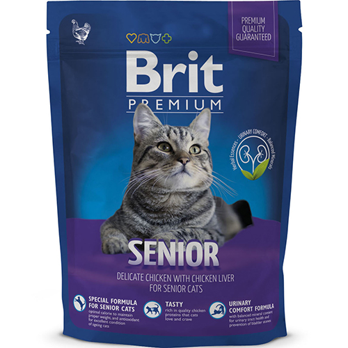 Brit Premium Cat Senior д/кош старых Курица/Печень 800гр