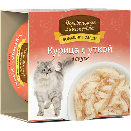 Деревенские Лакомства конс 80гр д/кош Курица/Утка в соусе