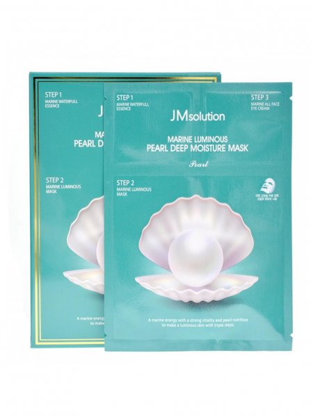JMSolution Маска для лица трёхшаговая увлажняющая с экстрактом белого жемчуга Mask Marine Luminous Pearl Deep Moisture, 1,5мл*2шт; 27мл