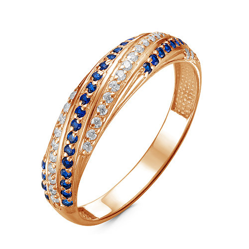Artefakt Позолоченное кольцо с фианитами синего цвета - 1014 - п