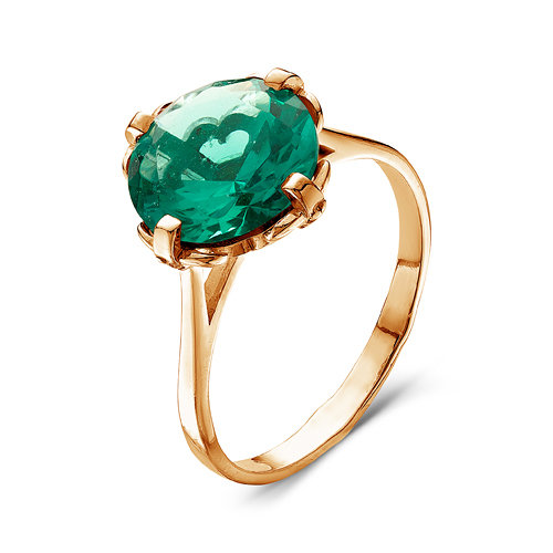 Artefakt Позолоченное кольцо с зеленым фианитом - 358 - п
