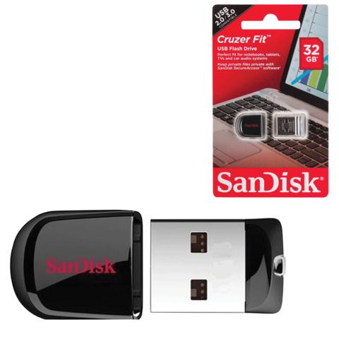 Флэш-диск 32GB SANDISK Cruzer Fit USB 2.0, черный, SDCZ33-03