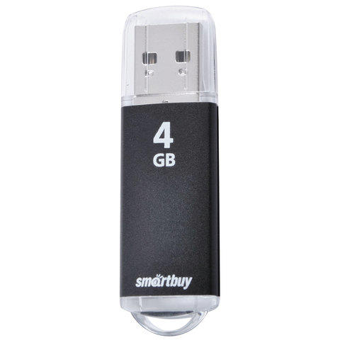 Флэш-диск 4GB SMARTBUY V-Cut USB 2.0, металл. корпус, черный