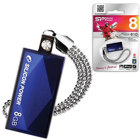 Флэш-диск 8GB SILICON POWER Touch 810 USB 2.0, синий, SP008G