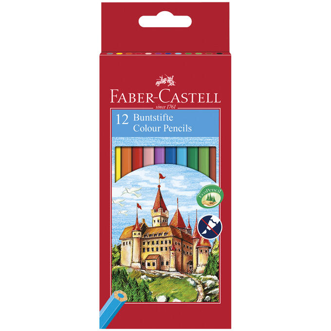 Карандаши цветные Faber-Castell &quot;Замок&quot;, 12цв., шестигр., заточ., картон, европодвес