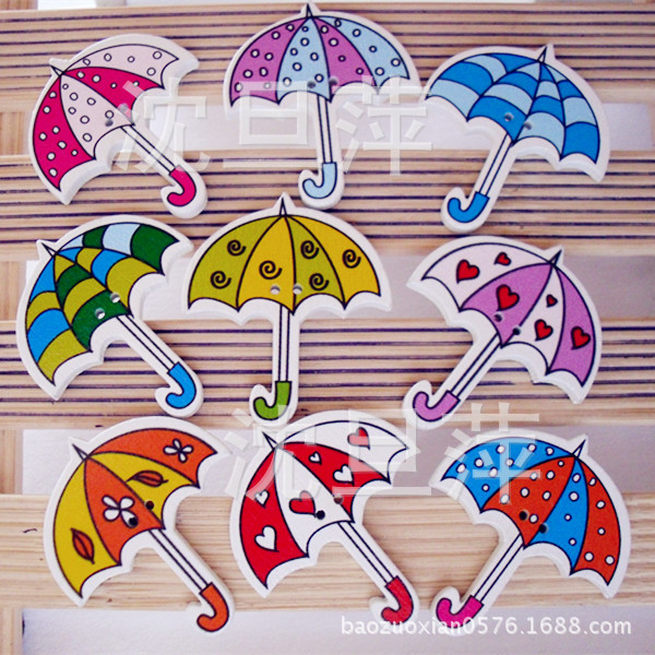 Набор деревянных пуговиц зонтики (100шт)