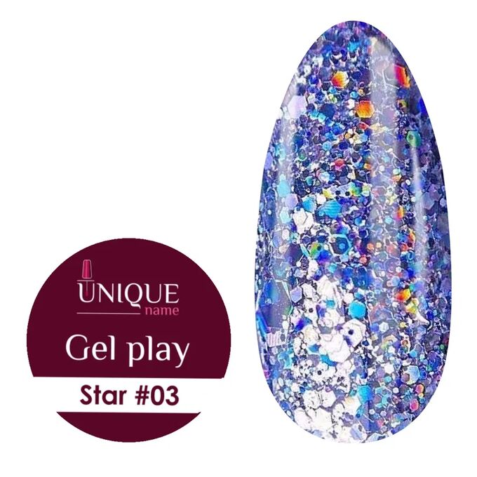 Unique Star 03 Гель-краска глиттер-гель для дизайна ногтей