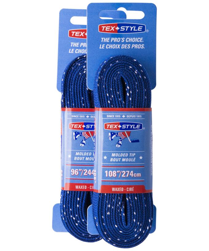 Шнурки для коньков с пропиткой W925, пара, 2,74 м, синие Tex Style