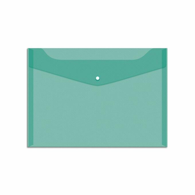 Пaпка-конверт на кнопке А4, 150мкм, зеленая