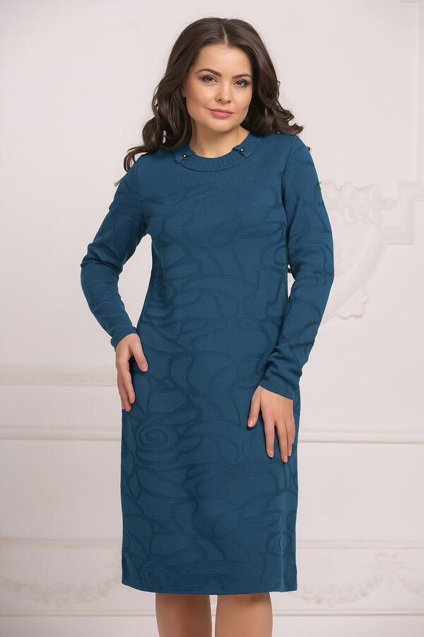 Вязаное платье 3565,Сине-зеленый