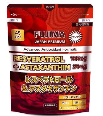 FUJIMA Resveratrol &amp; Astaxanthin Ресвератрол и астаксантин, 90 шт