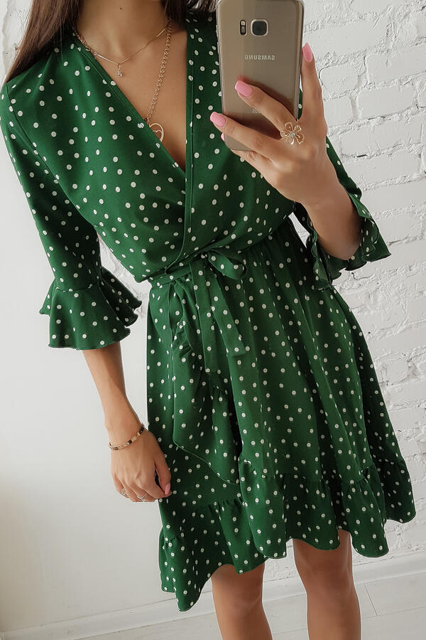 Платье горох зеленое