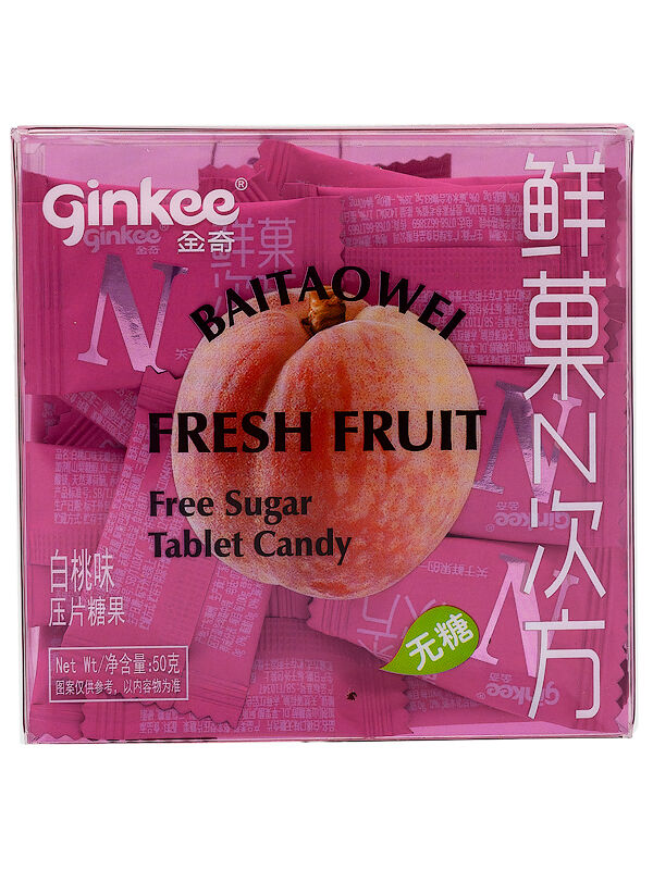 Товар без бренда Леденцы освежающие (Фростиксы) без сахара Ginkee Fresh Fruit со вкусом персика 30шт, 50г,1/32