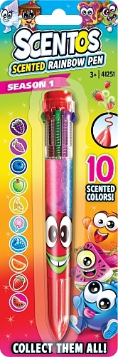 Ручка шариковая многоцветная ароматизированная 10 цв. , красный блист. 23*7,5 см