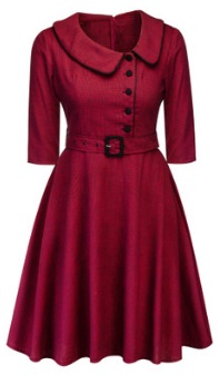 Платье с отложным воротничком и рукавами средней длины Цвет: КРАСНЫЙ