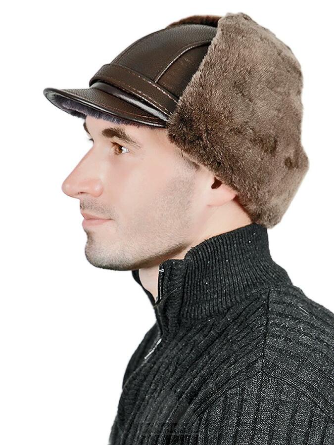 Мужские кожаные шапки с мехом