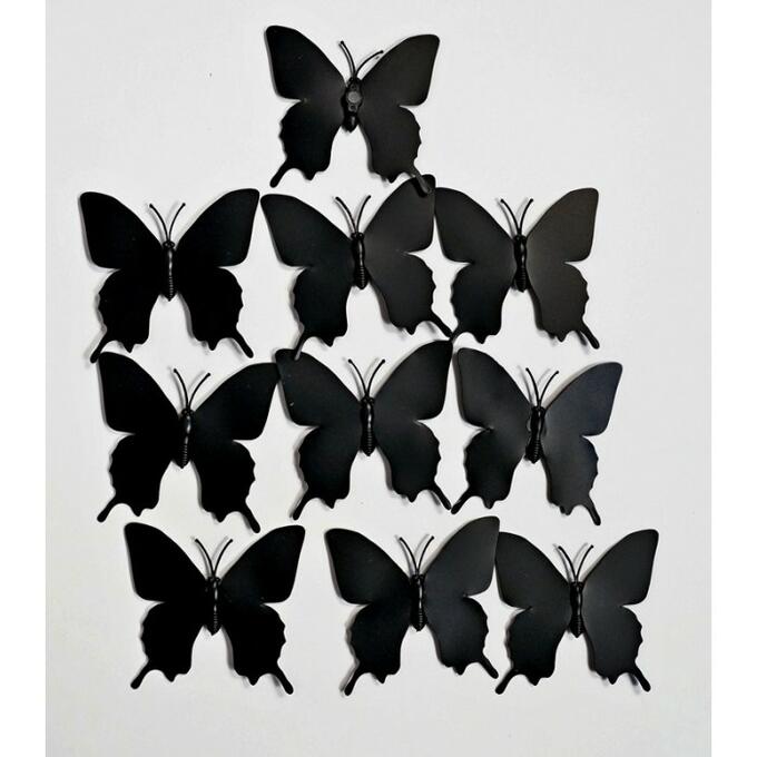 Бабочка на магните набор 10 шт 5,5 х 5,5 см пластик цвет черный