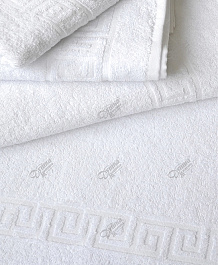 Душка-Махрушка Белое полотенце для гостиниц с бордюром 400