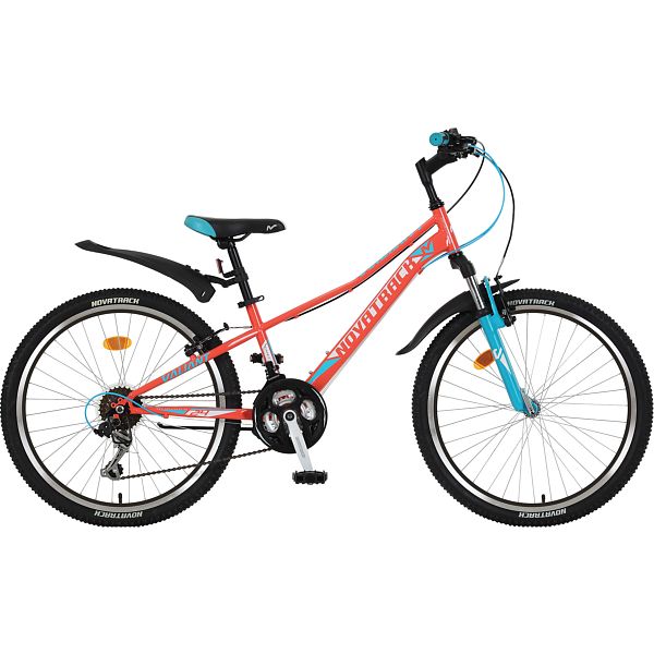 Велосипед NOVATRACK 24&quot; VALIANT, сталь.рама 10&quot;, коралловый, 18-скор, TY21/TS38/SG-6SI, V-brake