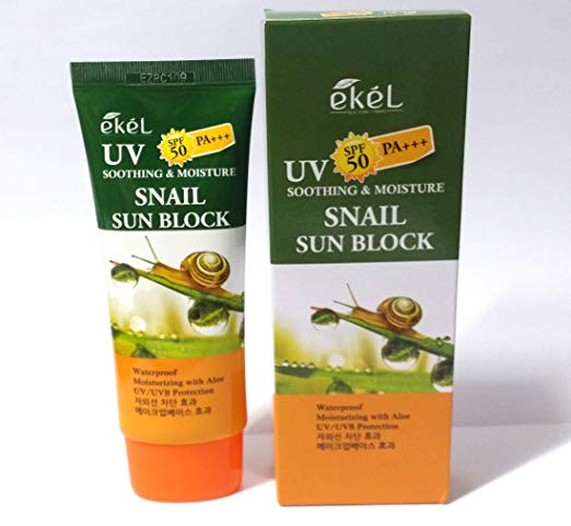 Ekel cosmetics Ekel Snail Sun Block SPF 50 PA+++ Смягчающий солнцезащитный крем для лица и тела с муцином улитки SPF 50 PA+++ 70мл