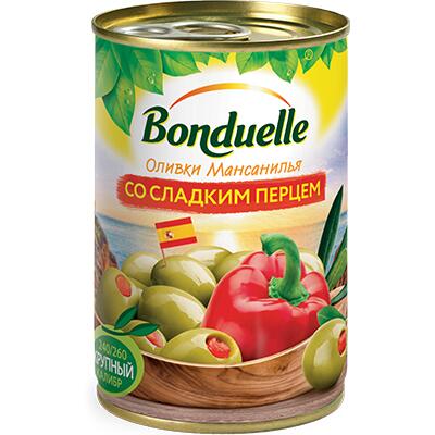 Оливки фарш.слад перец Бондюэль 314мл