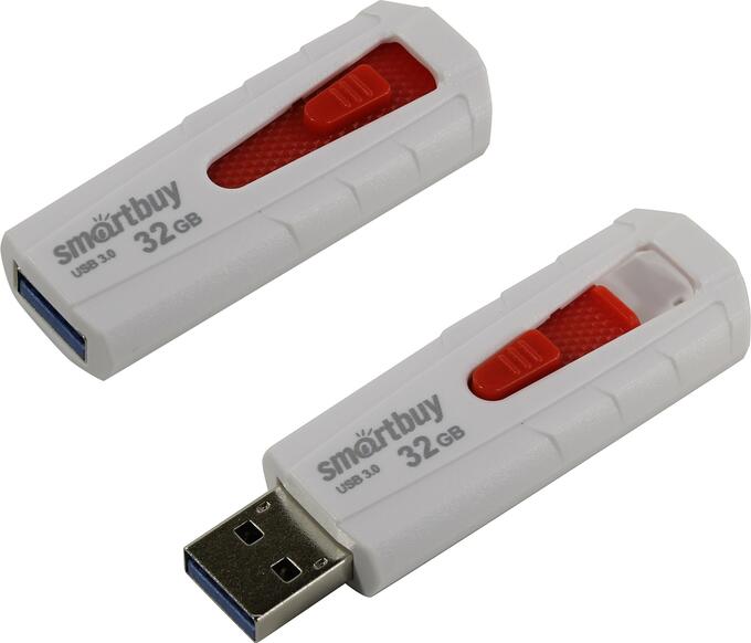 Smartbuy Флешка накопитель USB 3.0 32GB IRON White/Red (SB32GBIR-W3)