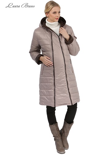 Куртка 2в1 зимн. Laura Bruno двухсторонняя коричнево-беж. для беременных