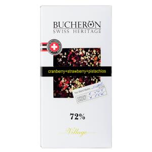 Шоколад BUCHERON 72% Клюква Клубника Фисташка 100 г 1уп.х 10шт