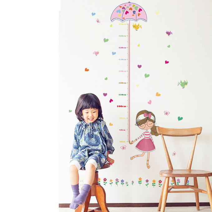 3D стикер-ростомер на стену &quot;девочка с зонтиком&quot;