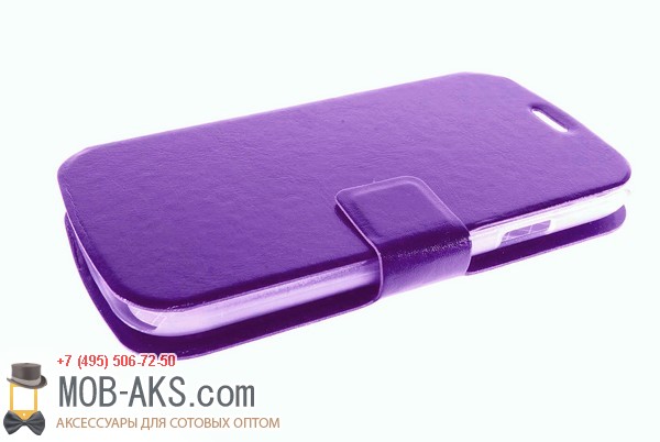 Чехол-книга боковая Samsung G800F/S5 mini фиолетовый оптом
