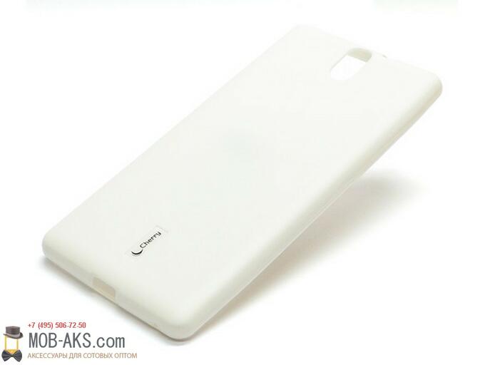 Силиконовая накладка Cherry (в комплекте с глянцевой пленкой) белый для Lenovo S920 оптом