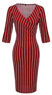 Платье в полоску с рукавами средней длины Цвет: БОРДО