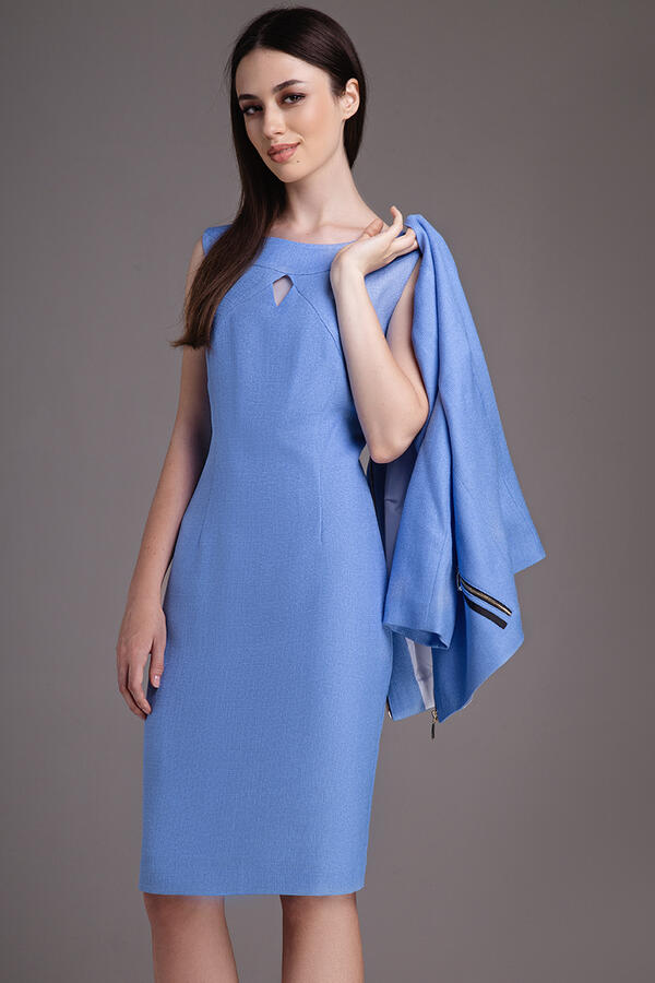 Комплект 1214 платье+жакет св. синий
