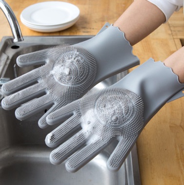 Термостойкие универсальные силиконовые перчатки с ворсинками для кухни