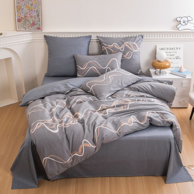 Viva home textile Комплект постельного белья Делюкс Сатин 100% хлопок на резинке LR626