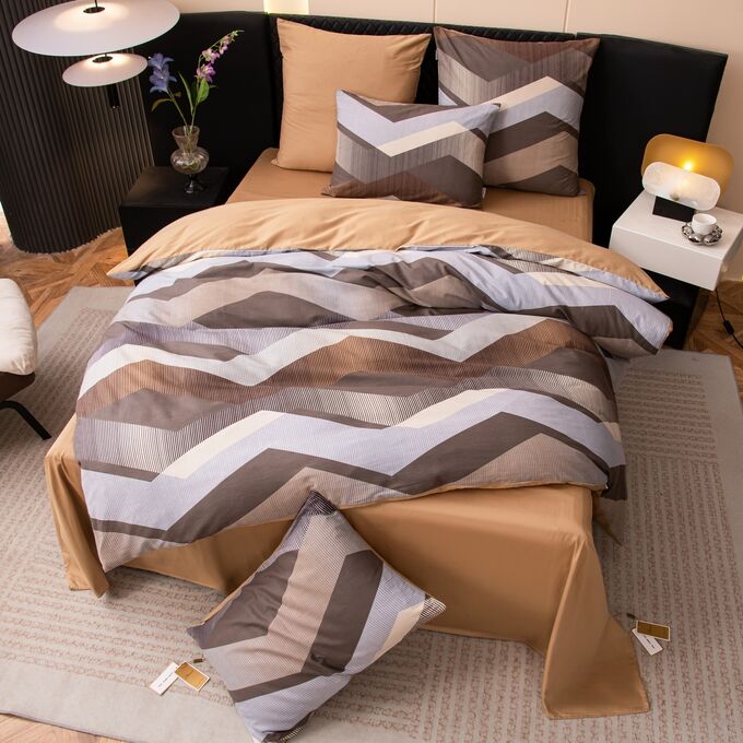 Viva home textile Комплект постельного белья Делюкс Сатин 100% хлопок на резинке LR620