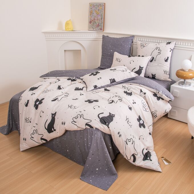 Viva home textile Комплект постельного белья Делюкс Сатин 100% хлопок на резинке LR618