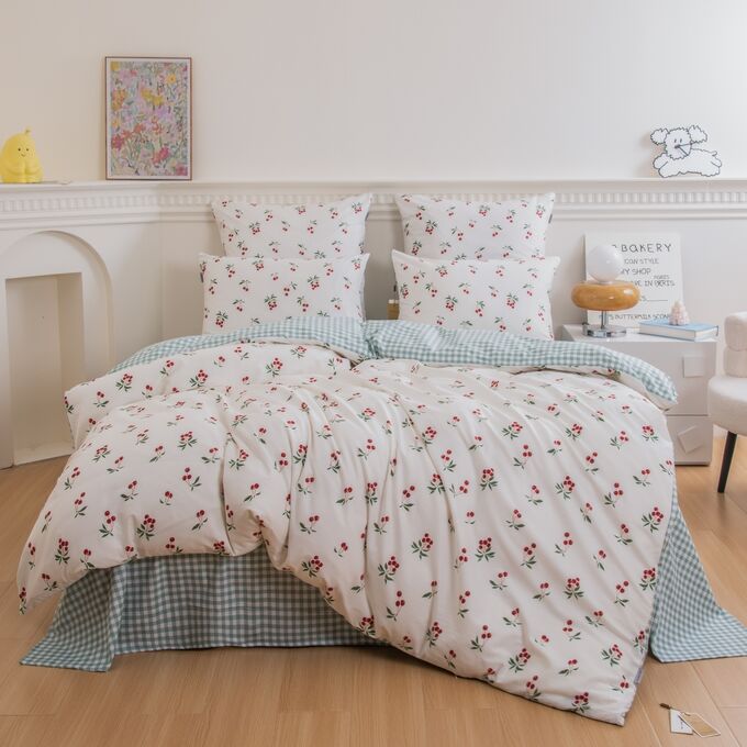 Viva home textile Комплект постельного белья Делюкс Сатин 100% хлопок на резинке LR619