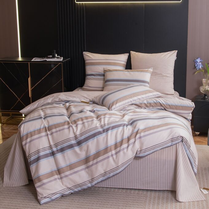 Viva home textile Комплект постельного белья Делюкс Сатин 100% хлопок на резинке LR630