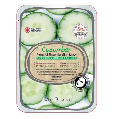 Jant Blanc Маска для лица ткан. ОГУРЕЦ Cucumber Plentiful Essential Skin Mask, 25 гр