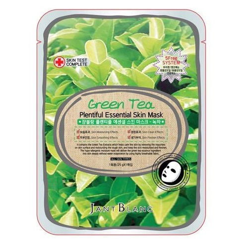 Jant Blanc Маска для лица ткан. ЗЕЛЕНЫЙ ЧАЙ Green Tea Plentiful Essential Skin Mask, 25 гр